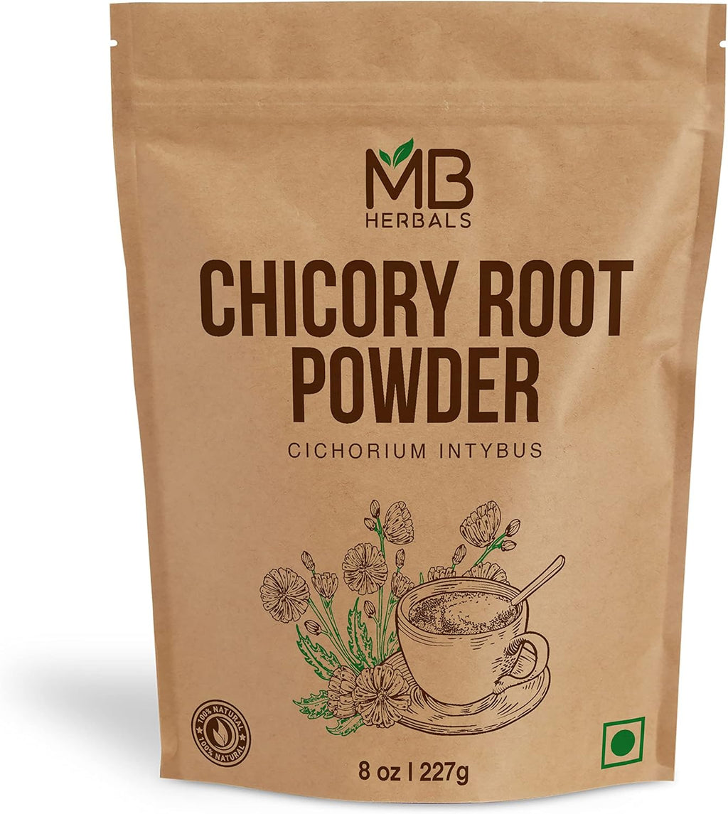 MB Herbals Instant Chicory Root Powder 227 Gram (0.5 lb / 8 oz) | Roasted & Granulated | Gluten Free | Instantly Dissolves in Hot Water and Milk
