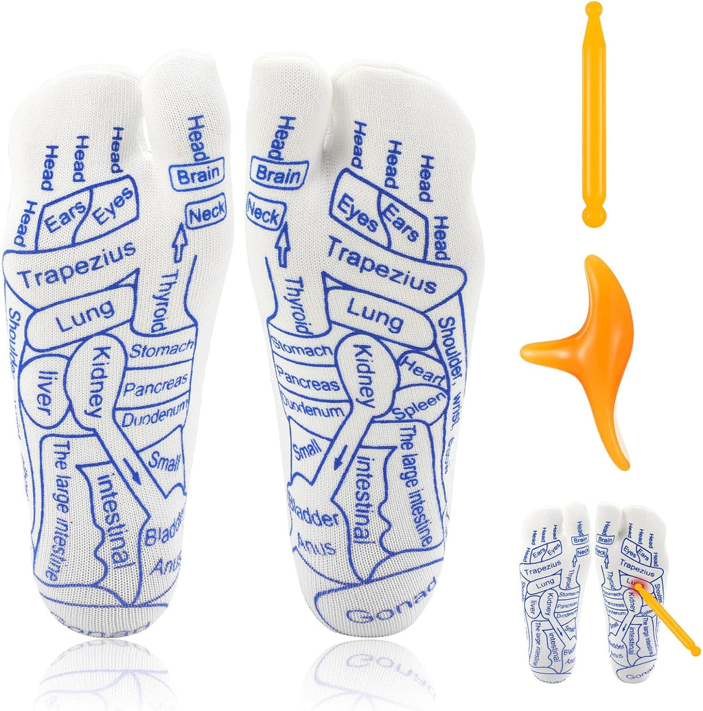 Reflexology Socks with Massage Tool, Foot Relief and Acupressure Reflexology Foot Massage Socks, Unisex Pressure (Large Size)