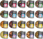 Tiesta Tea - Discovery Sampler Dry Flight Set, Loose Leaf, High to No Caffeine, Hot & Iced Up to 200 Cups, Tea Variety Pack with Green, Herbal, Black & Chai Brew, 20 Resealable Sample Pouches