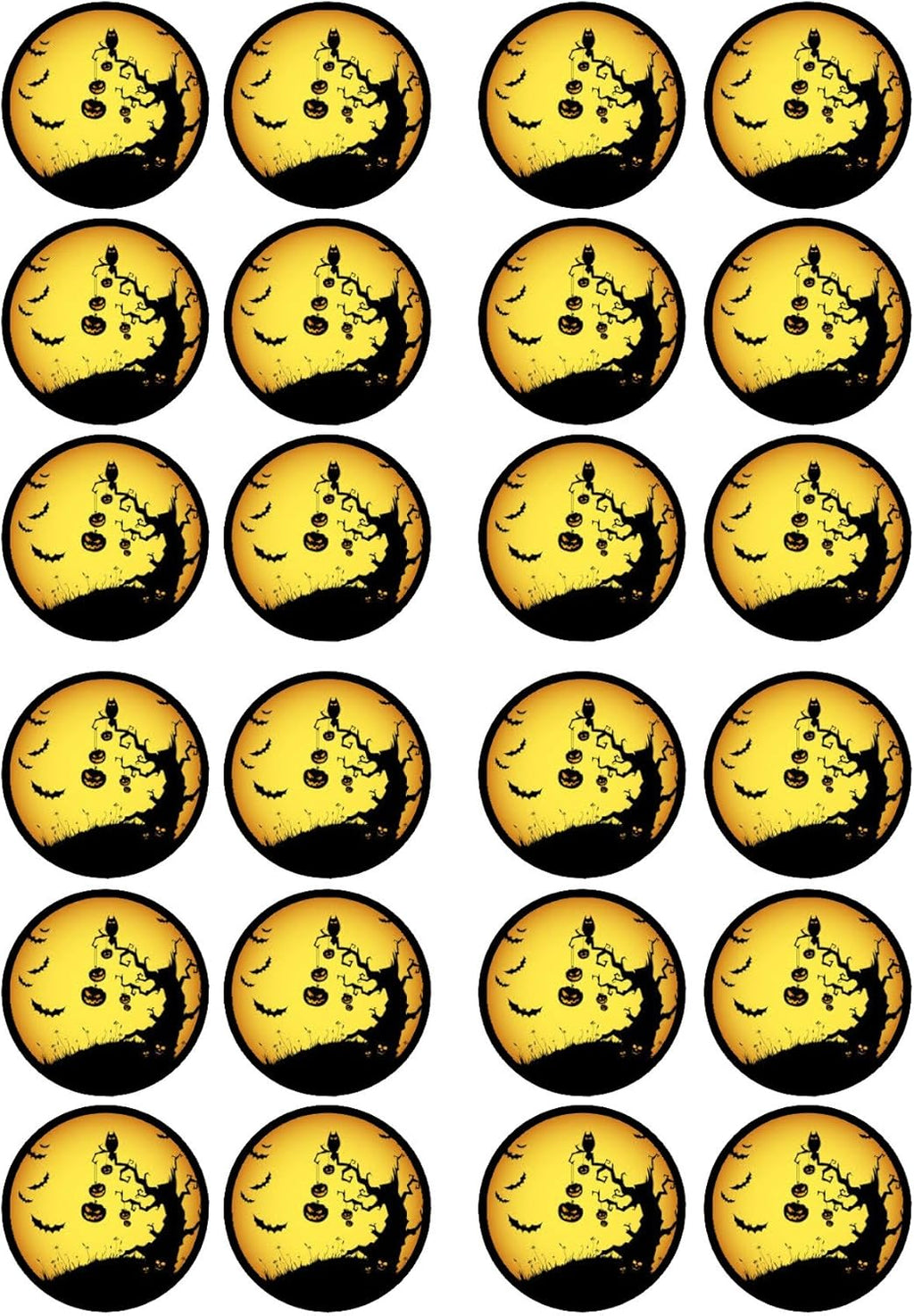 Cute Halloween Edible Cupcake Toppers Halloween Baby Shower Decorations, Wafer Pumpkin Edible Cake Decorations, Spooky Cake Toppers - 24 x 1.5 Inch 4cm Uncut Theme 3
