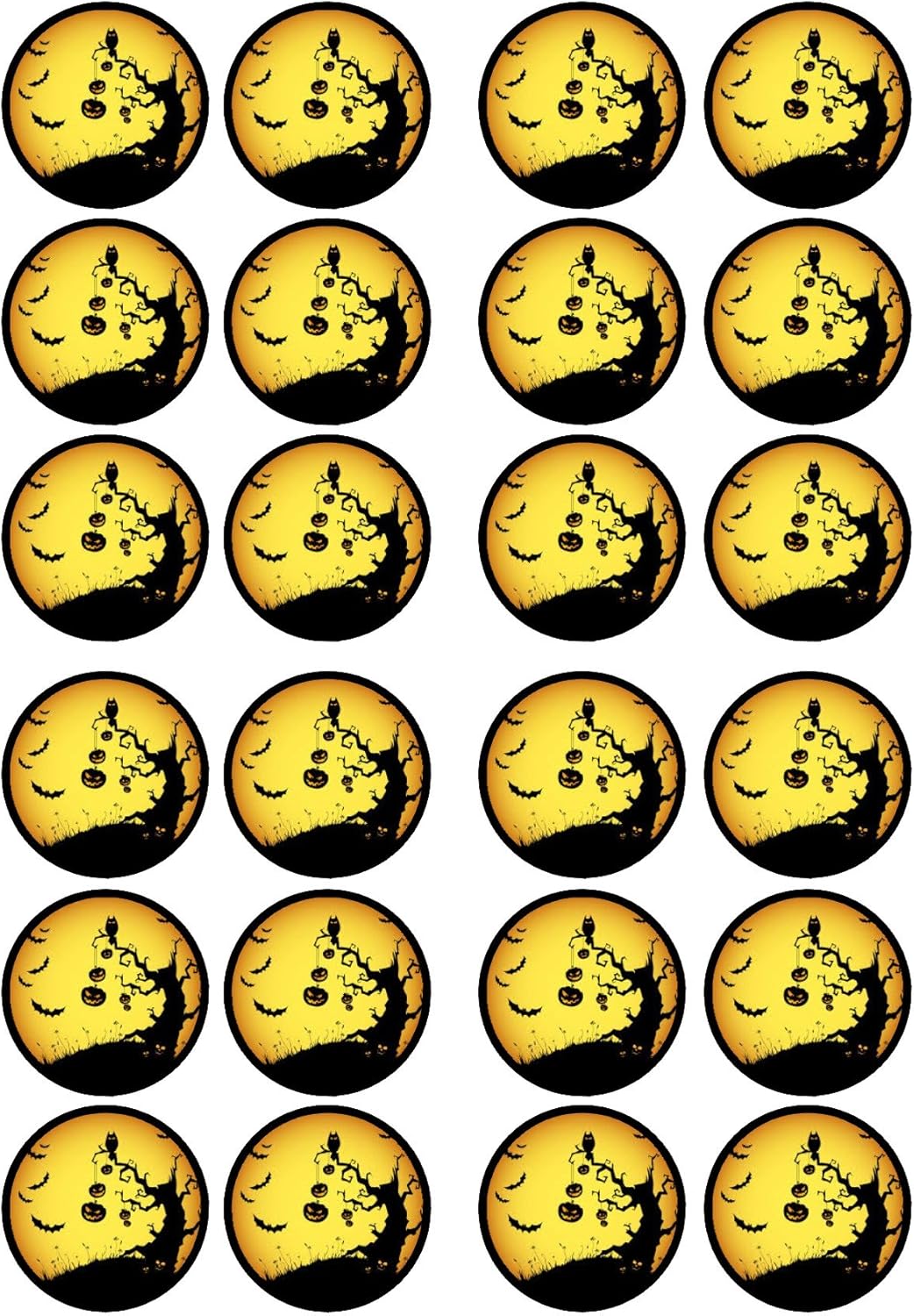 Cute Halloween Edible Cupcake Toppers Halloween Baby Shower Decorations, Wafer Pumpkin Edible Cake Decorations, Spooky Cake Toppers - 24 x 1.5 Inch 4cm Uncut Theme 3