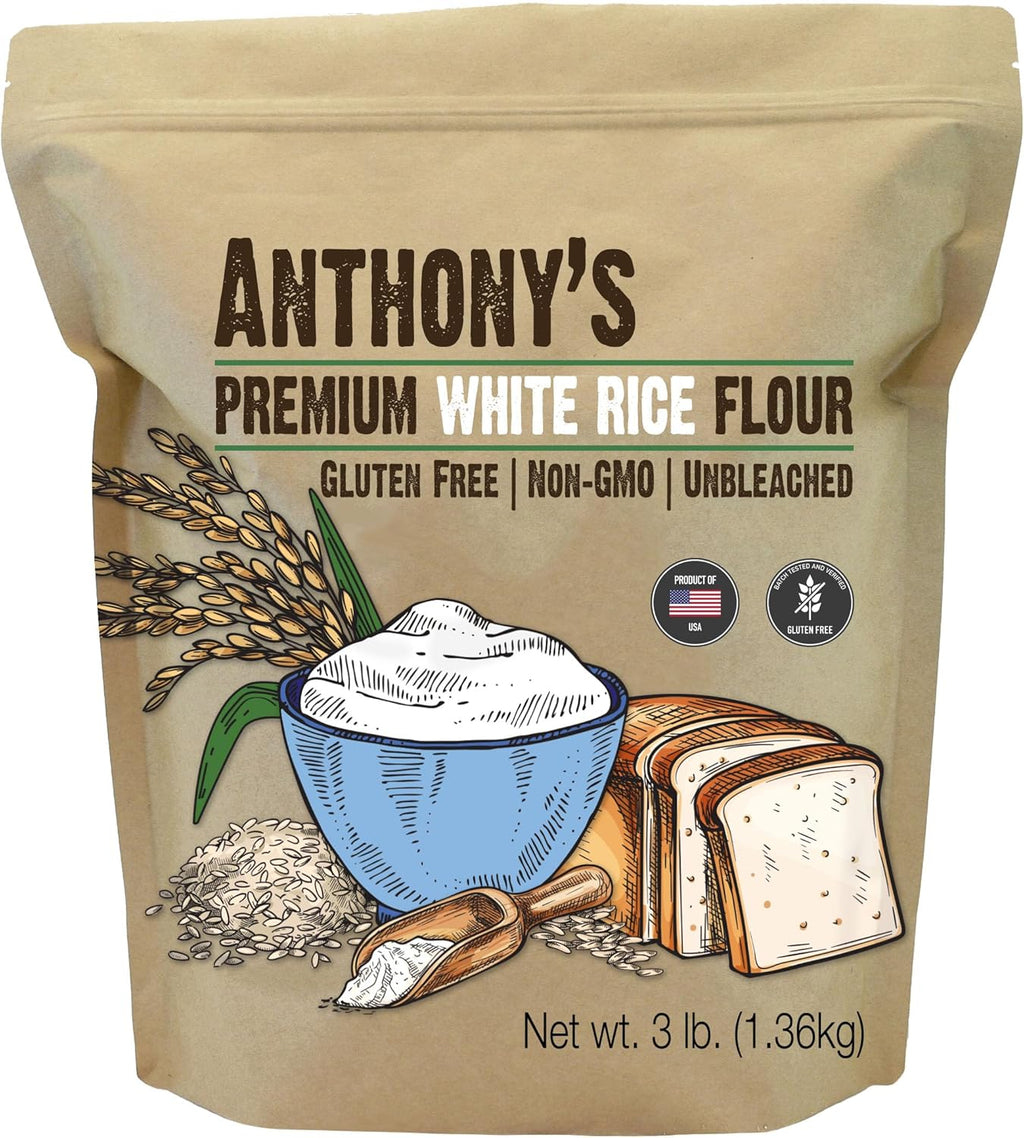 Anthony's Premium White Rice Flour, 3 lb, Gluten Free, Non GMO