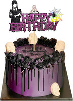 1Pcs Wednesday Addams Happy Birthday Cake Topper - Spider Web Thing Hand Wednesday Girl Cake Decoration - Wednesday Addams Birthday Party Supplies For Kids And Fans Of The Iconic Character