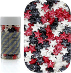 Dynastang 10mm Red & Black & White Stars Sprinkles Edible Stars Cake Decorating Stars Cake Decorations Cupcake Toppers Cookie Decorating Perfect for Cakes, Cupcakes, Desserts Toppings 3OZ