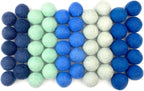 Wildflower by hu hands Blue Wool Felt Balls | 50 Pom Poms Hand Felted in Nepal for Crafts, Garland, Felting, Decor | .8-1 Inch Pompoms | Muslin Bag Included