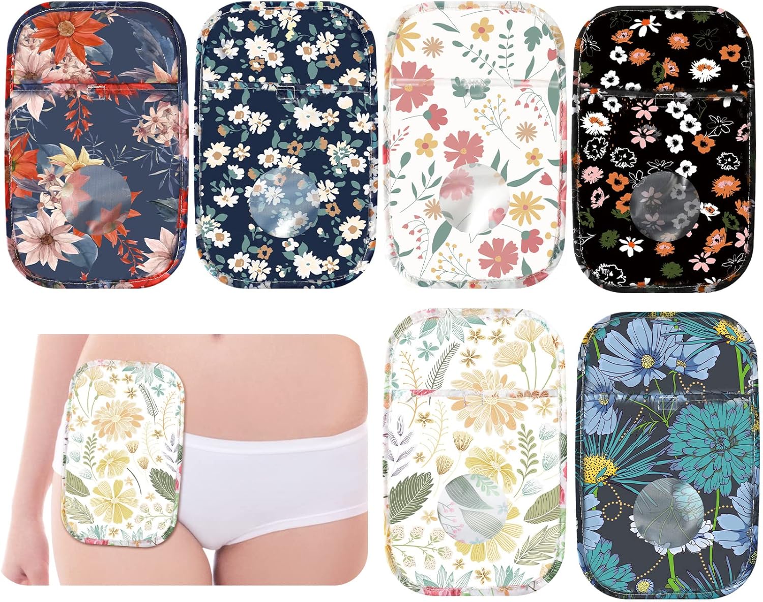 Sosation 6 Pieces Ostomy Bag Covers Waterproof Ostomy Shower Cover Lightweight Colostomy Bags Covers Shower Wraps with Opening for Women Men Ileostomy Care Protector Odor Reducing Supplies