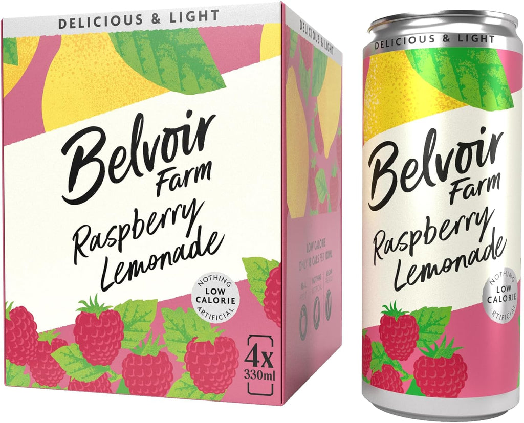 Belvoir Farm - Delicious & light Raspberry Lemonade, 4 x 330ml