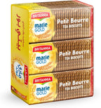 Britannia Marie Gold Petit Beurre Tea Biscuits, 4 x 150g Packs (600g Total),(21.16 oz) Classic Crispy Tea Cookies