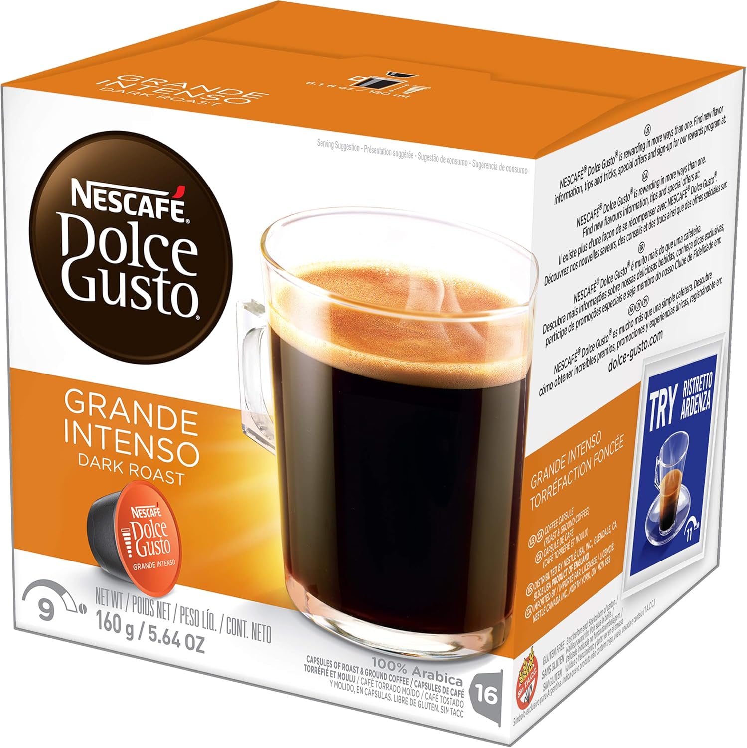 NESCAFÃƒâ€° Dolce Gusto Coffee Capsules, Grande Intenso, 48 Single Serve Pods, (Makes 48 Cups) 16 Count (Pack of 3)
