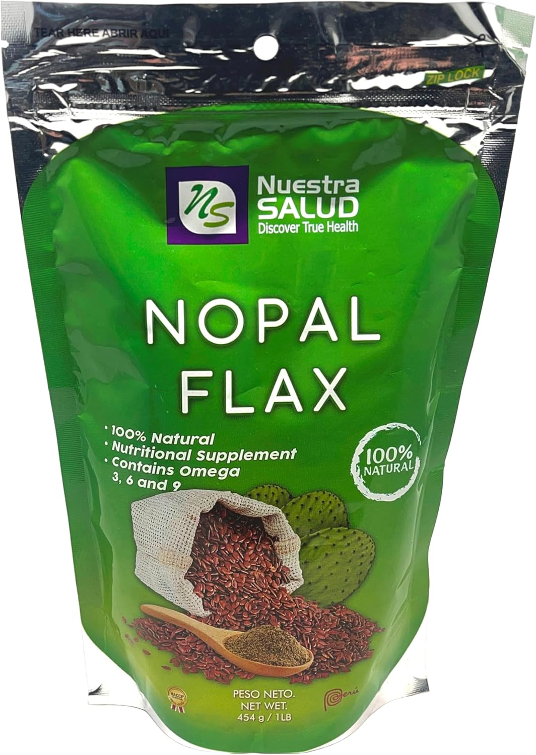 Nopal Flax Linaza Plus Original Colon Cleansing & Constipation (1LB) 100% Natural Blend of Ground Linaza -Senna- Lucuma- Prickly Pear (Nopal) Extremely Effective