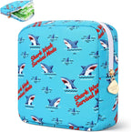 Sanitary Pad Storage Bag Portable Period Bag for Teen Pads/Sanitary Napkins/Small Tampons, Sanitary Napkin Storage Bag First Period Gifts for Teen Girls (Shark Week)