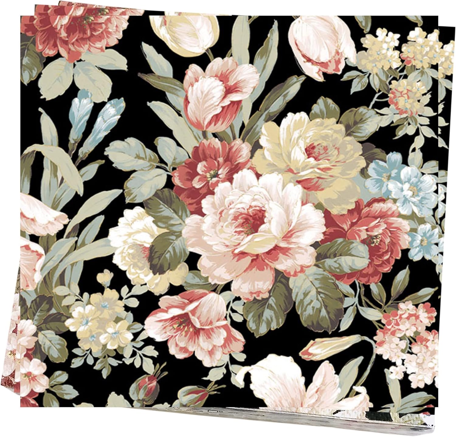 20-ct 6.5 Black Rose Floral Napkins for Decoupage - Decorative Paper for Mother's Day, Shabby Chic Dinner - Kate