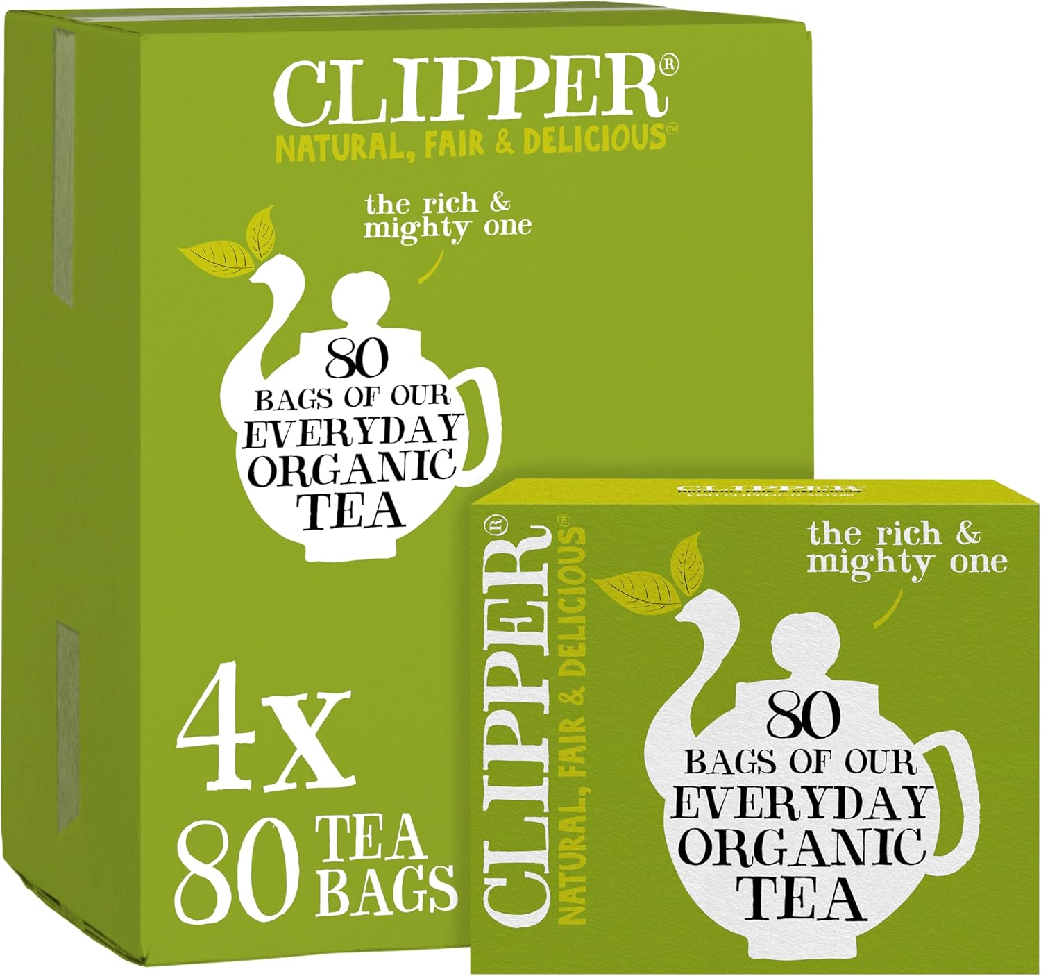Clipper Tea Organic Fairtrade Everyday - USDA Organic, Non-GMO, Fair Trade, Sustainable Caffeinated British Tea, 4 Pack, 320 Unbleached Tea Bags - New Foil Free 100% recyclable packaging