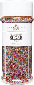 India Tree Confetti Sparkling Sugar, 7.5 oz | Vibrant Rainbow Decorating Sugar for Birthdays & Celebrations