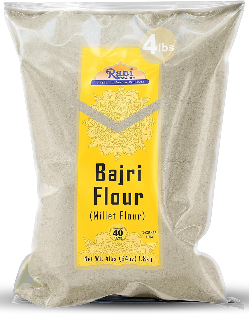 Rani Bajri Flour (Pearl Millet) 64oz (4lbs) 1.81kg Bulk ~ All Natural | Vegan | Gluten Friendly | NON-GMO | Kosher | Indian Origin