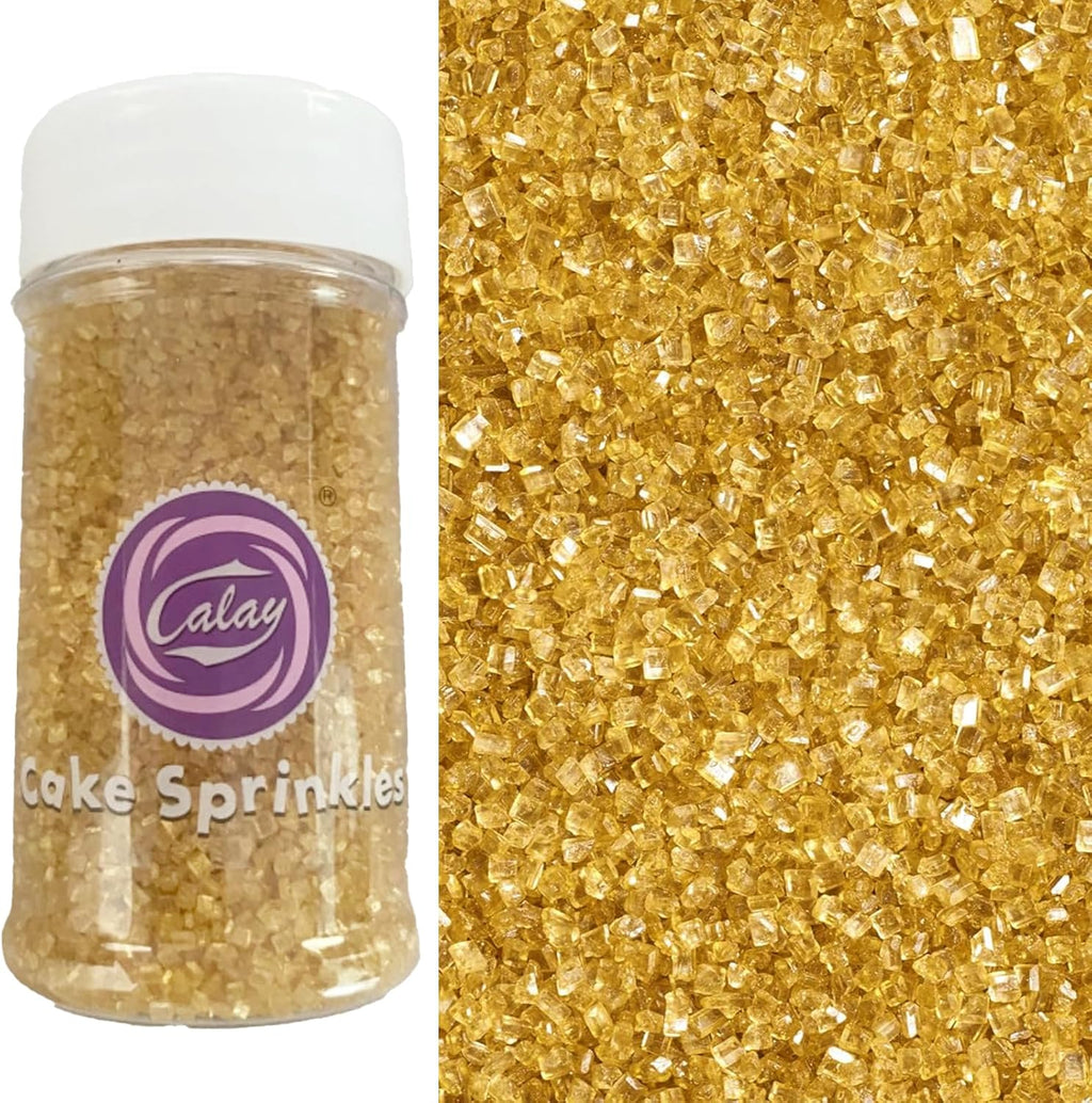 Sentovac Gold Sanding Sugar for Baking Edible Sparkling Sugar Sprinkles Coarse Sugar Crystals for Baking Topping Cake Cookie Cupcake Topper Ice Cream Decoration Supplies 3.2 OZ
