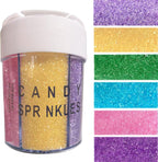 Sentovac 6 Cell Pastel Sanding Sugar Sprinkles Edible for Cake Decorating Fancy Sprinkles Cake Topper Cupcake Cookie Baking Decorations Supplies（Purple Yellow Green Pink Blue lavender）