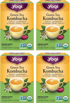 Yogi Tea Green Kombucha Tea - 16 Bags per Pack (4 Packs) - Organic - With Kombucha to Support Overall Health - Includes Lemongrass, Spearmint Leaf & More