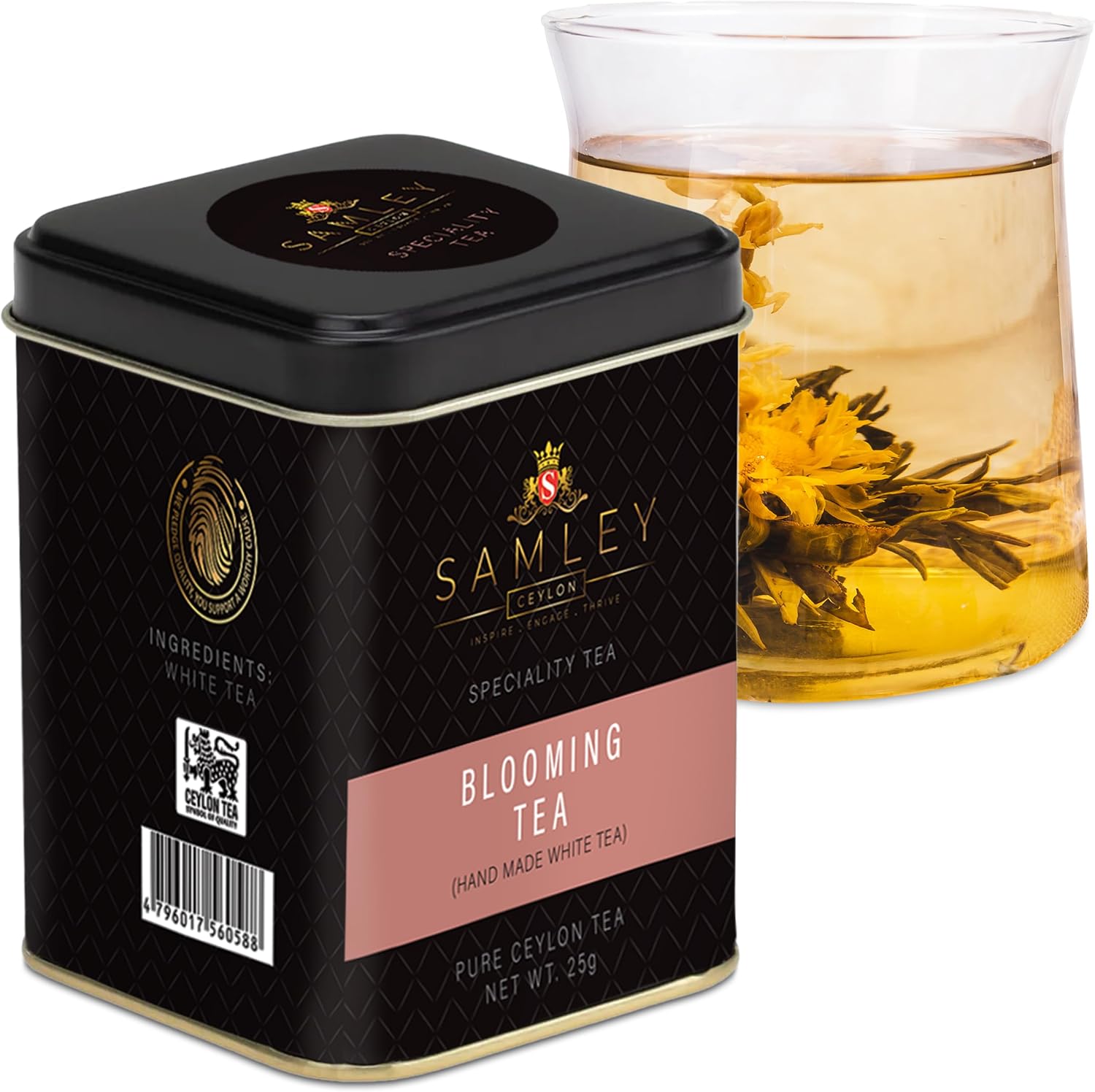 SAMLEY CEYLON - Blooming Tea Ceylon White Loose Leaf - Flowering Tea Luxury Hand-Crafted Specialty - Tea Gift For Women - Premium Flower - 0.88oz