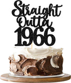 1 Pack 60th Birthday Cake Topper Glitter Straight Outta 1965 Sixty Awesome Since 1965 Cake Pick 60 Fabulous Cupcake Decorations for 60th Birthday Wedding Anniversary Party Supplies Black