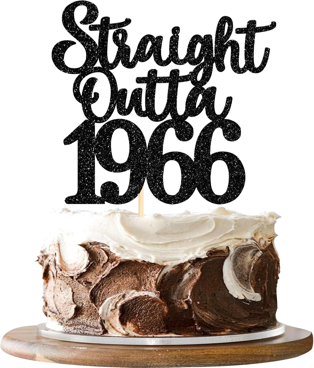 1 Pack 60th Birthday Cake Topper Glitter Straight Outta 1965 Sixty Awesome Since 1965 Cake Pick 60 Fabulous Cupcake Decorations for 60th Birthday Wedding Anniversary Party Supplies Black
