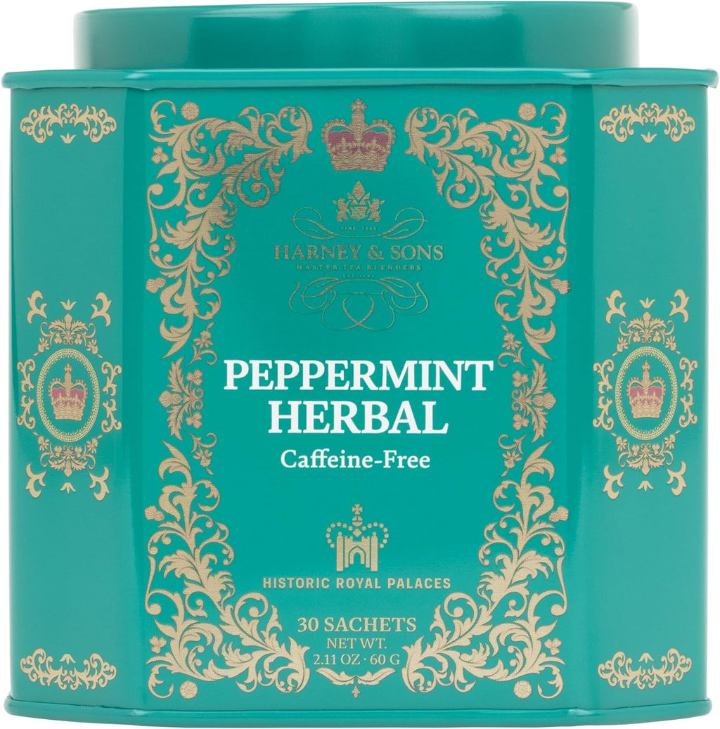 Harney & Sons Peppermint Herbal Tea in Sachets, Caffeine-Free Herbal, 30 Sachets