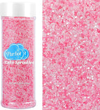 Pink White Sanding Sugar for Baking, 6.35 oz Edible Sparkling Sugar Crystals, Sweet Decorating Sugar Sprinkles for Ice Cream Cake Cupcake Cookies