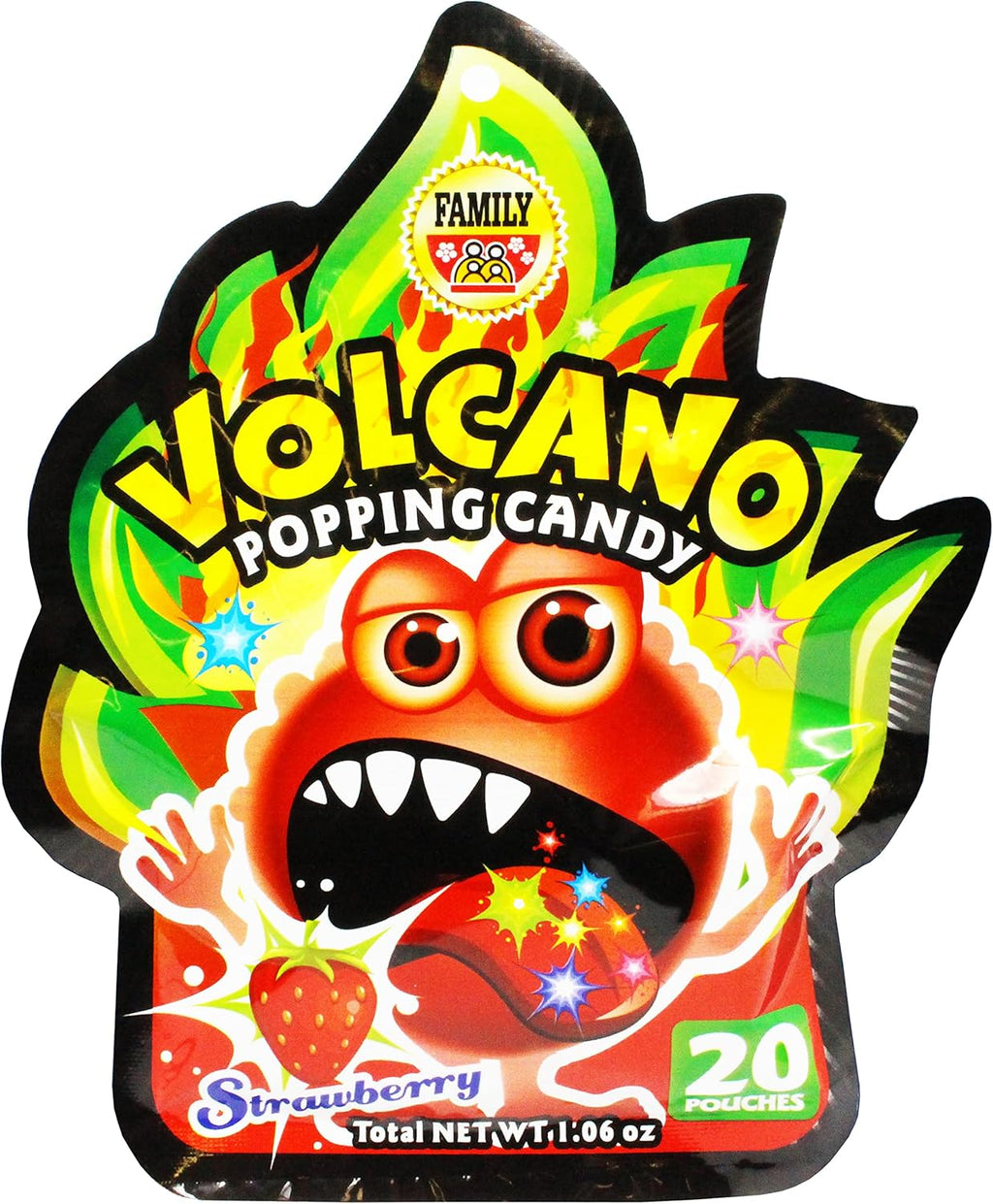 Volcano Strawberry Flavor Popping Candy (1 x 1.06 oz Bag)