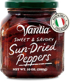 Vantia Sweet & Savory Sun-Dried Peppers 10 oz – Imported Italian Peppers in Olive Oil with Bold Fruity Flavor, Perfect for Antipasto, Salads, Pasta, Pizza & Gourmet Recipes
