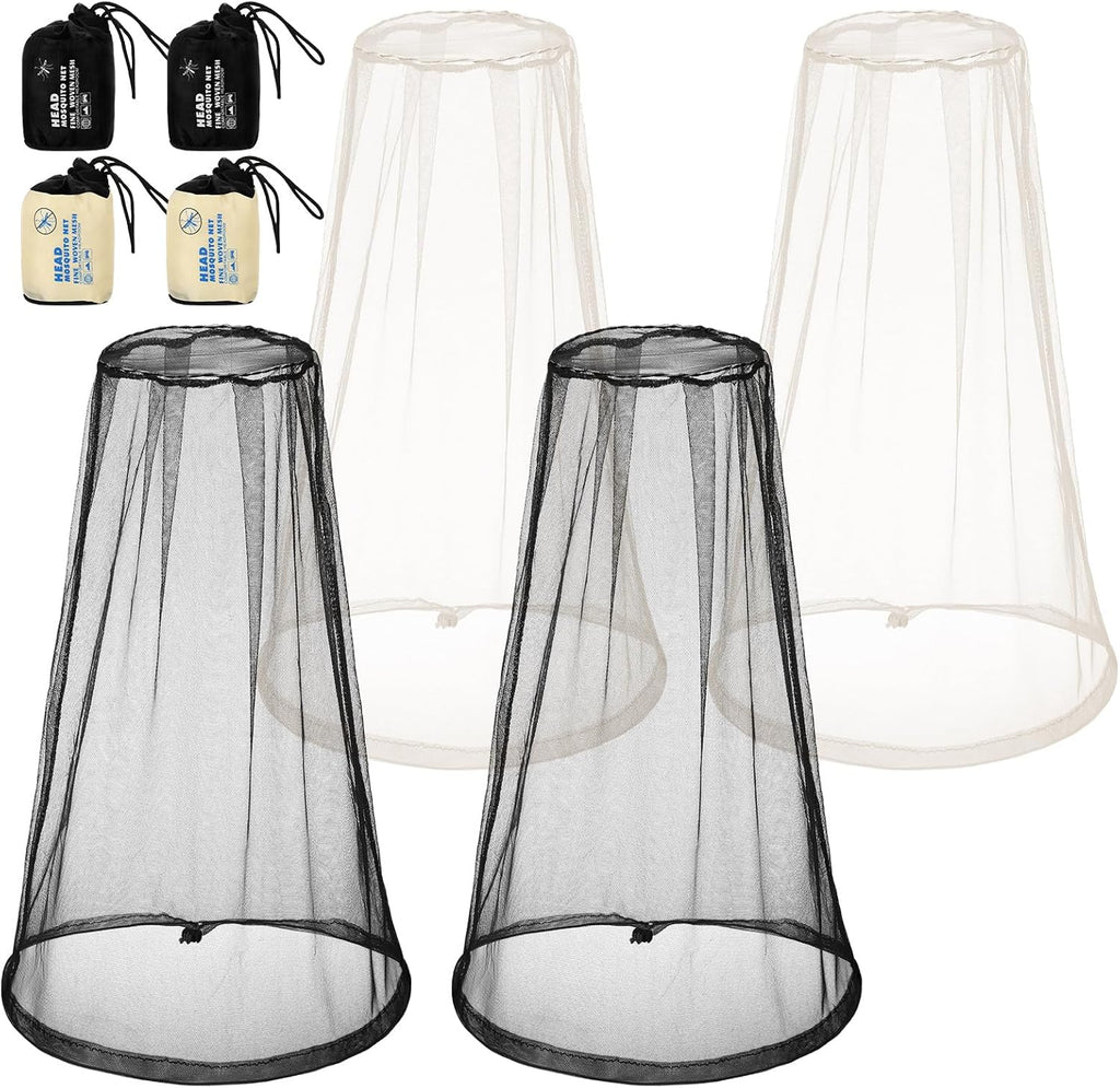 HESTYA 4 Pack Mosquito Bug Net Mesh for Head Mosquito Net Face Fly Netting Hood from Insect Bugs Gnats for Outdoor