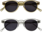 OPULIZE ROX Reading Sunglasses for Women Men,Tinted Lens with UV400 Protection,Scratch Resistant Round frame, Transparent Gold, Shiny Clear +3 (Pack of 2)
