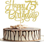 Rsstarxi 1 Pack Gold 75th Birthday Cake Topper Glitter Cheers to 75 Birthday Cake Decorations for Men Women Seventy Five Years Old 75th Anniversary Birthday Party Decorations Supplies