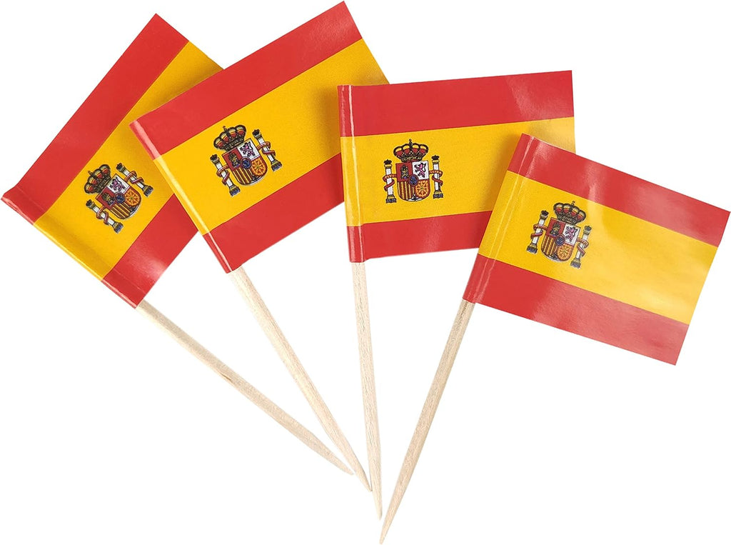 JBCD Spain Toothpick Flag Spanish Mini Small Cupcake Topper Flags, 200pcs