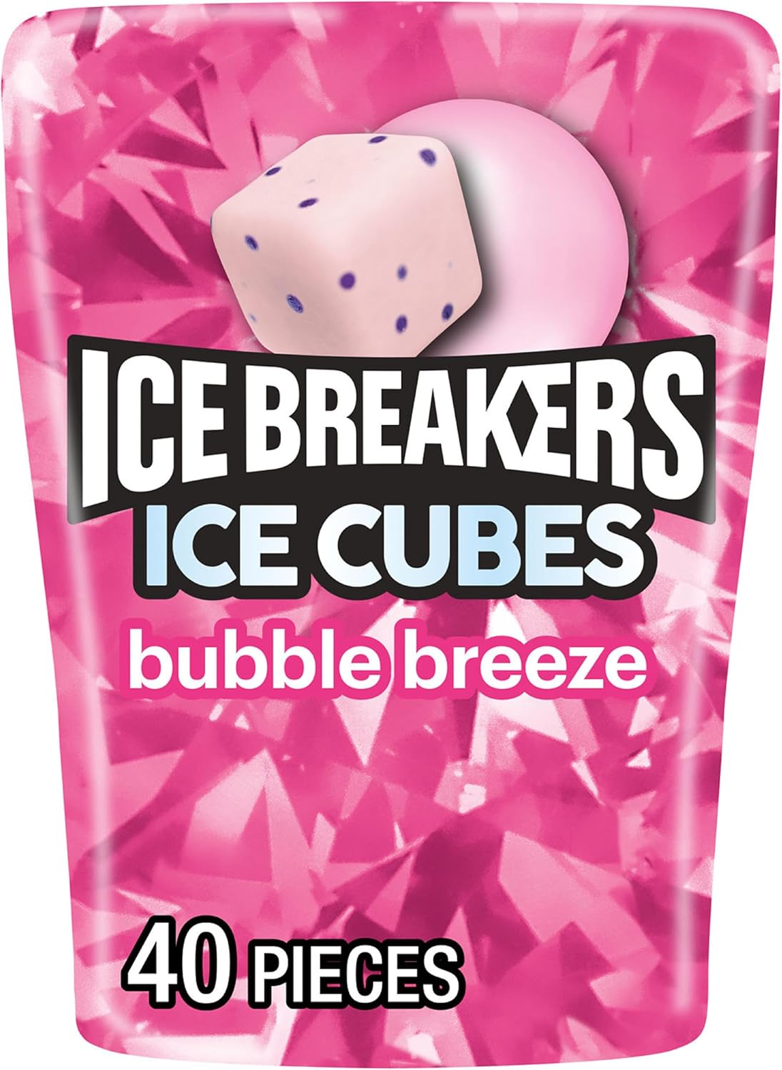 ICE BREAKERS Ice Cubes Bubble Breeze Sugar Free Chewing Gum Bottle, 3.24 oz (40 Pieces)