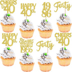 30PCS Straight Outta 1986 Cupcake Toppers Gold Glitter Forty Happy 40th Birthday Cupcake Picks Cheers to 40 Years Cake Decorations for 40th Birthday Anniversary Party Decoration Supplies