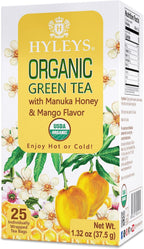 Hyleys Organic Green Tea Manuka Honey and Mango Flavor - 25 Tea Bags