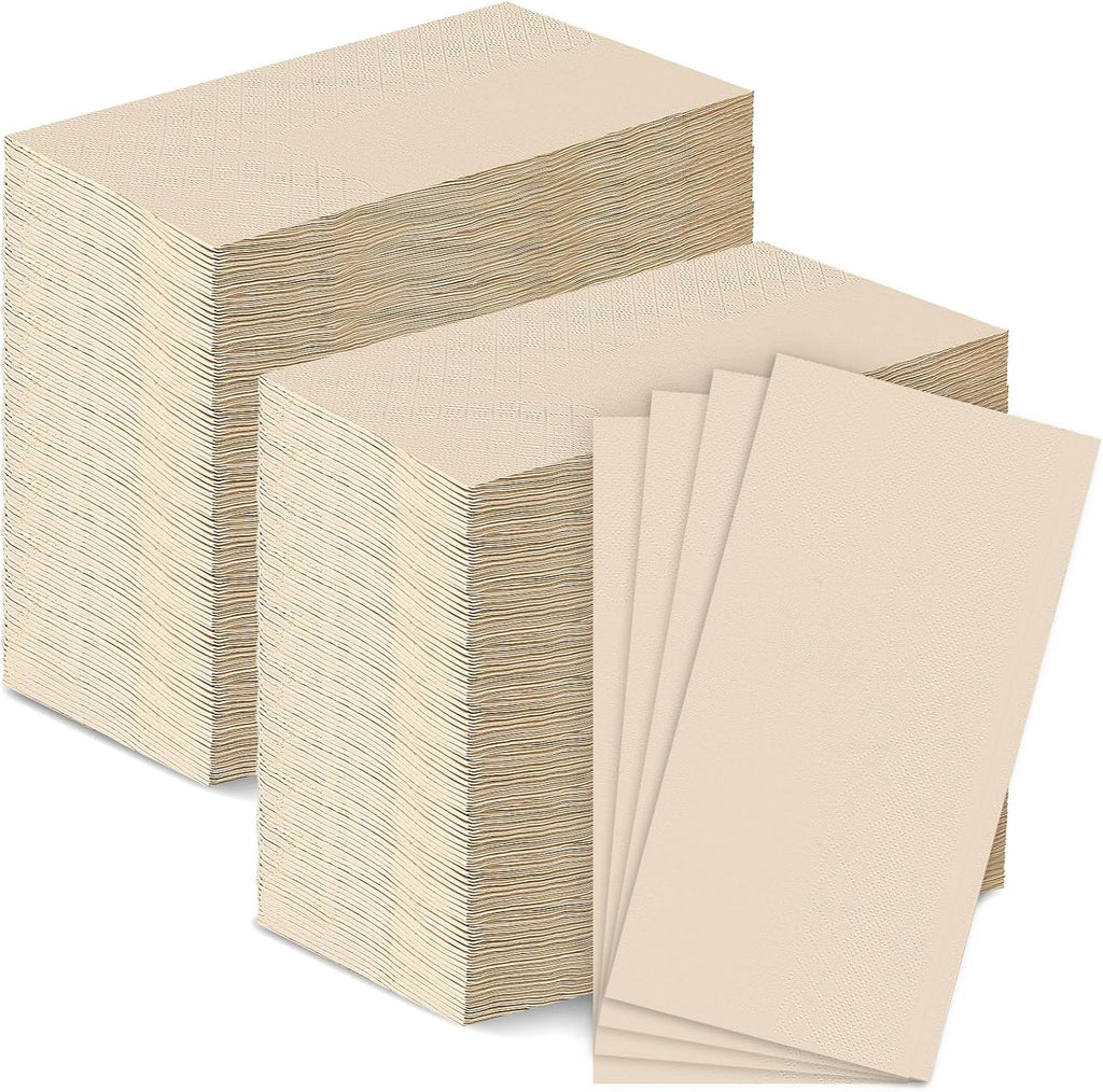 200 PCS Disposable Paper Napkins, 2-Ply Eco Unbleached Brown Dinner Napkins, Compostable Plant-Based Pulp Wedding Dinner Napkin Bulk, 16×16in, Bathroom Hand Towels