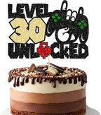 Gyufise 1Pcs Video Game 30th Birthday Cake Topper Video Game Controller Level 30th Unlocked Party Cake Pick Decoration for Level Up 30th Kids Teenagers Birthday Party Supplies