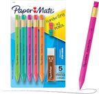 Paper Mate Handwriting Triangular Mechanical Pencil Set with Lead & Eraser Refills, 1.3mm, 8 Count - Back to School, Teacher Supplies, Home, Kids Writing, Fun Barrel Colors