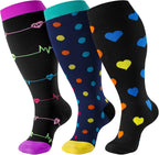 Plus Size Compression Socks Wide Calf for Women & Men 20-30 mmhg-Extra Wide Calf Knee High Support Socks
