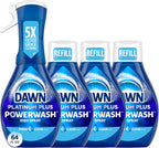 Dawn Powerwash Spray, Dish Soap, Dishwashing Liquid, Fresh, 1 Starter Kit + 3 Refills, 4x16 Fl Oz