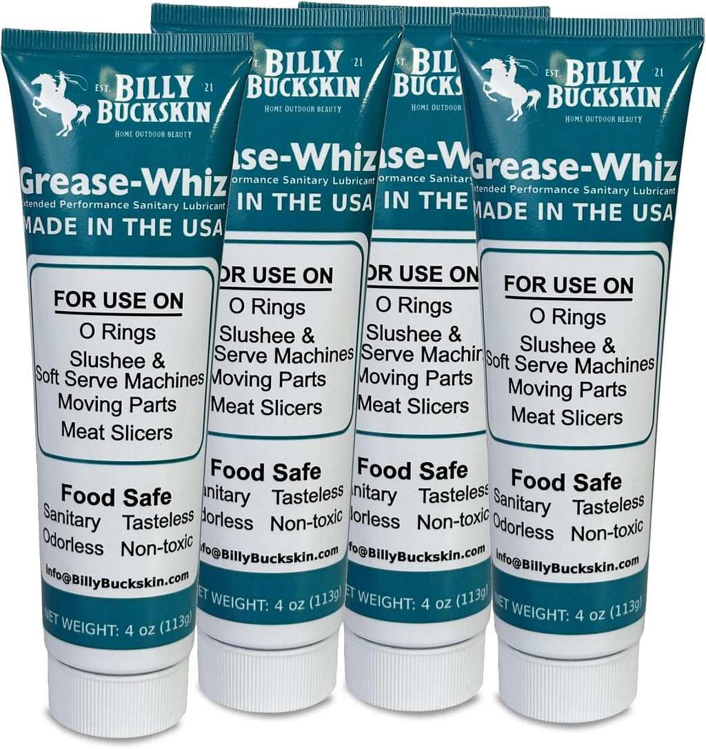 Grease-Whiz Food Grade Grease Lubricant (4oz, 4 Pack) - Food Grade Lube for Ice Cream Machine, Slushee Machine, Beer Kegs, Pools, O Rings - Lubricant for Commercial & Domestic Use by Billy Buckskin