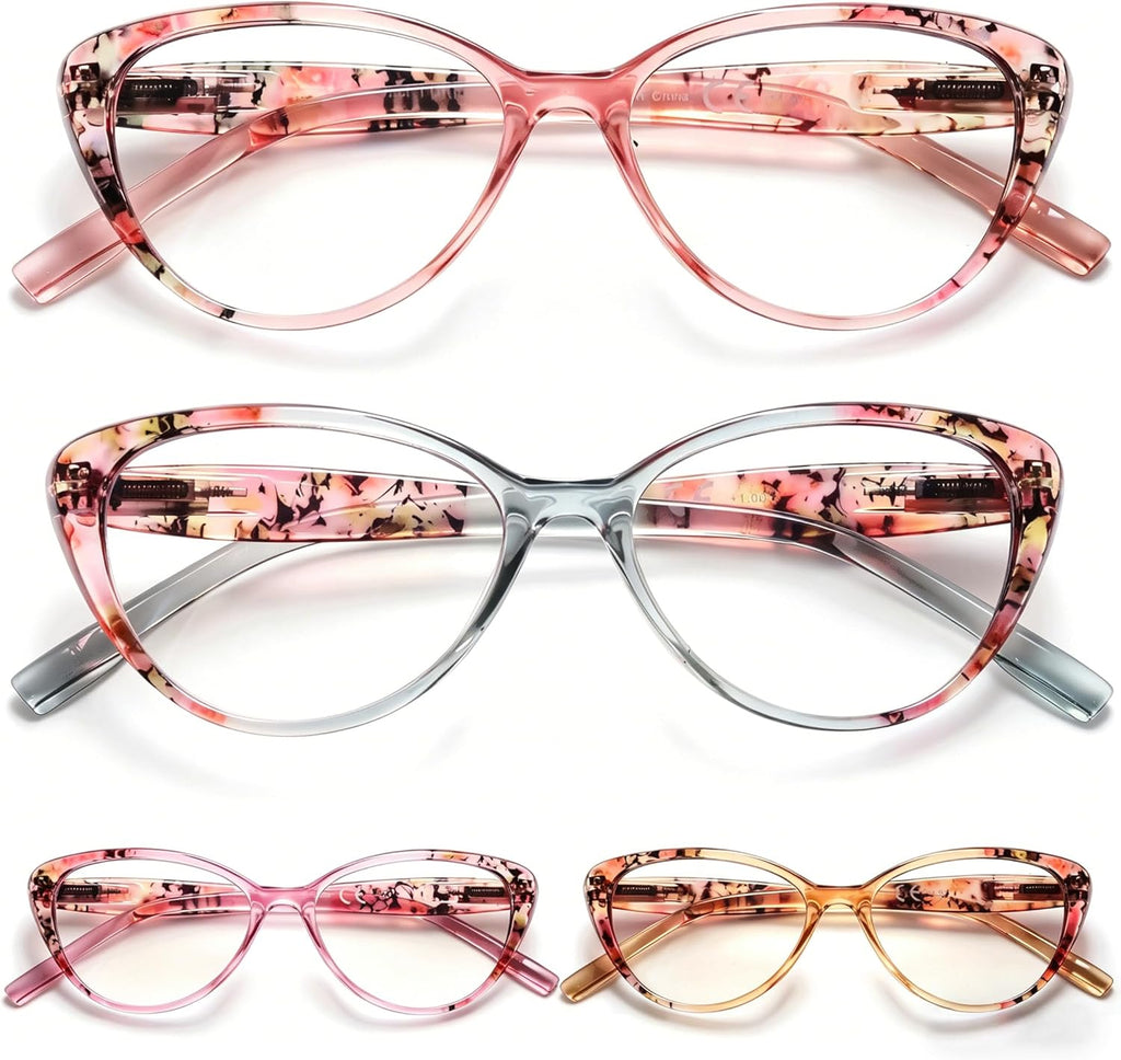 HEEYYOK 1.0 Reading Glasses For Women Small Face,Cat Eye Readers For Womens Blue Light Womens Reader,Computer Cheaters Reading For Ladies