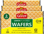 Gefen Lemon Wafers, 14oz (3 Pack - 30 Wafers Each) | Lemon Flavored Wafer Cookie | Nothing Artificial | Crunchy & Delicious | Kosher