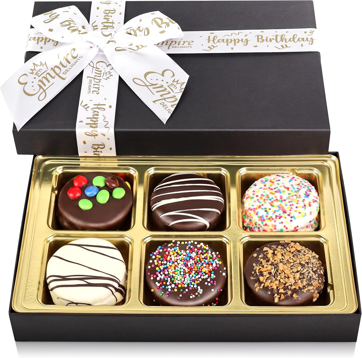 Chocolate Cookies Birthday Gift Basket for Men and Women - Gourmet Happy Birthday treats for Food Gifts, Chocolate Gift Box by Empire Delights, 6 Count