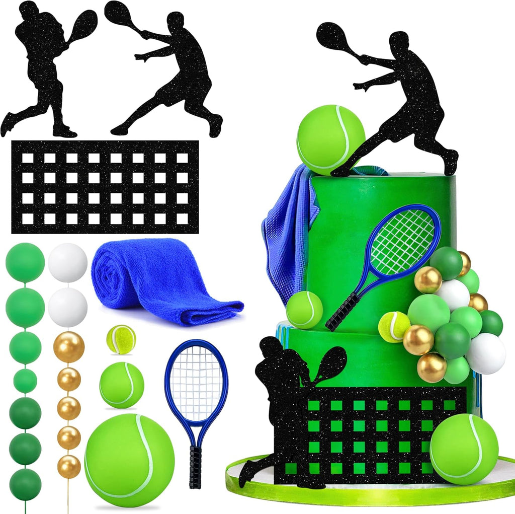 23 PCS Tennis Cake Toppers Sports Ball Cake Decorations for Baby Shower Birthday Party Decorations Supplies