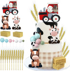 22 PCS Farm Cake Topper - Cow Horse Tractor Cake Decorations for Baby Shower Cow Themed Girls Boys Birthday Party Decorations Supplies (Tractor)