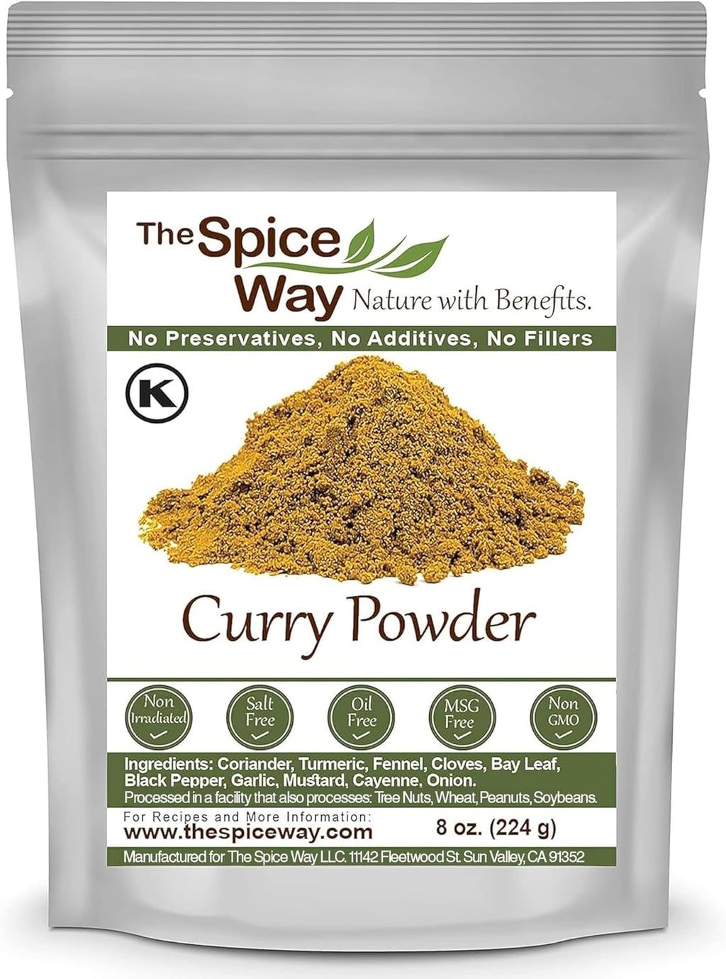 The Spice Way Curry Powder - authentic seasoning, salt free, No preservatives, no fillers 8 oz