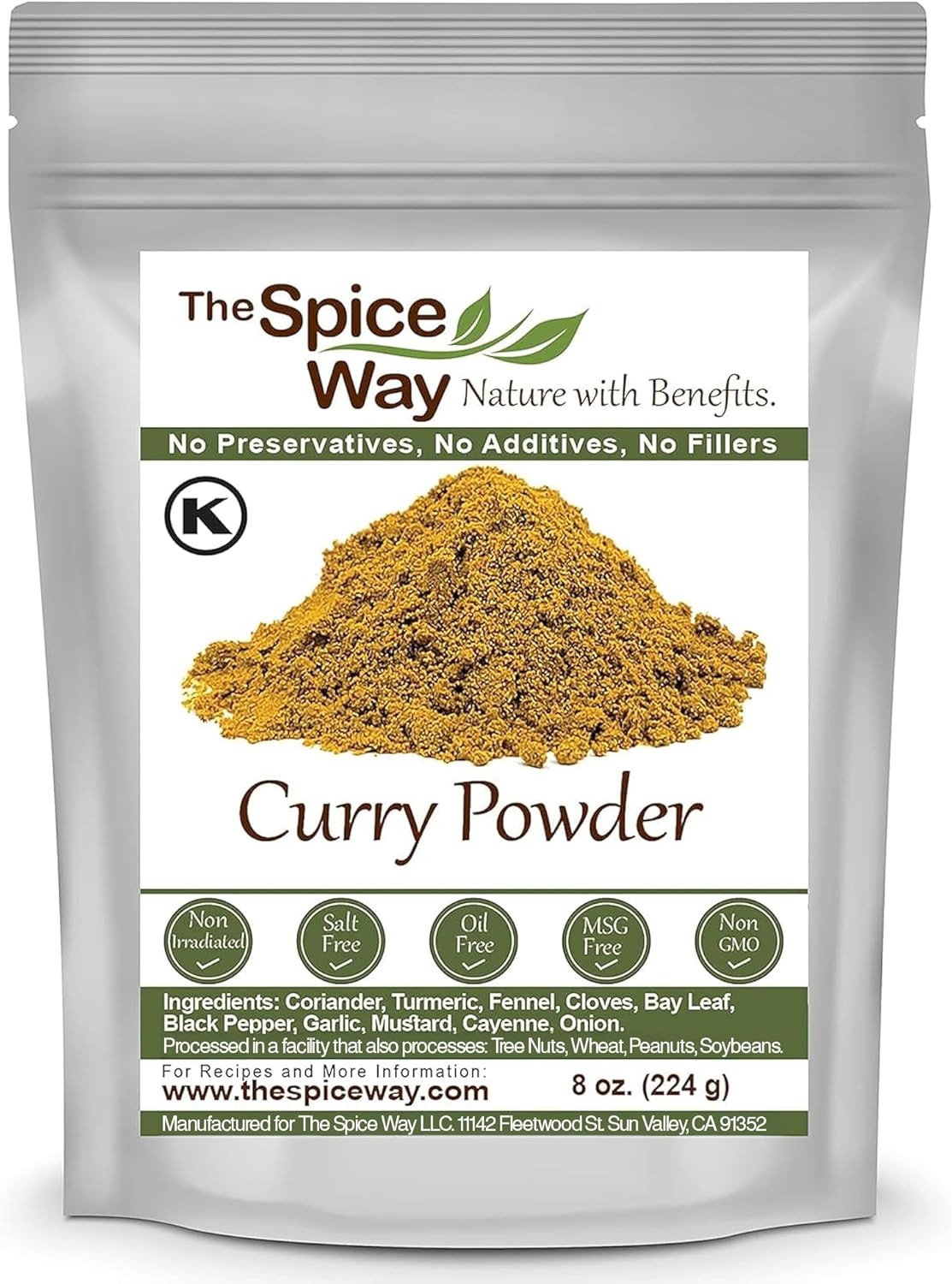 The Spice Way Curry Powder - authentic seasoning, salt free, No preservatives, no fillers 8 oz