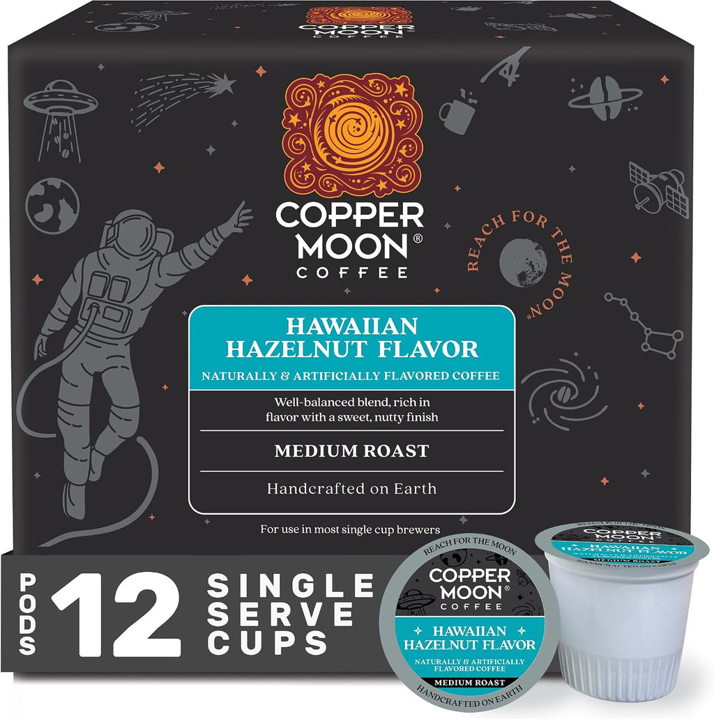 Copper Moon Single Serve Coffee Pods for Keurig K Cup Brewers (Hawaiian Hazelnut - Medium Roast) 12 Count